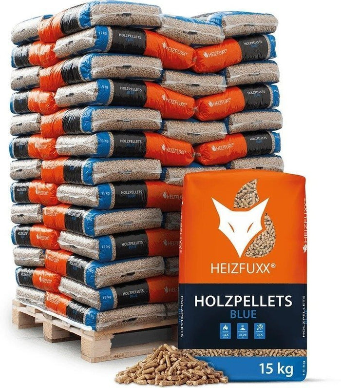 Heizfuxx Holzpellets „Blue“ – 975 kg (65 x 15 kg Säcke)